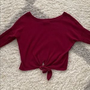 Red Tie-Front Long Sleeve
